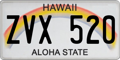 HI license plate ZVX520