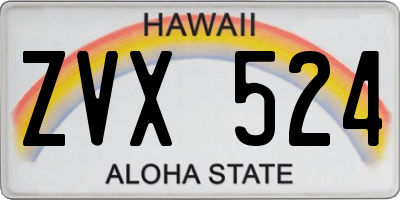 HI license plate ZVX524