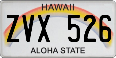 HI license plate ZVX526