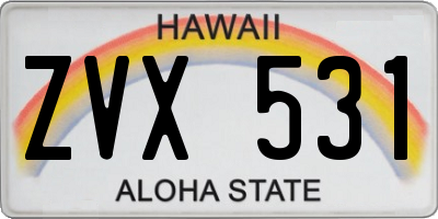 HI license plate ZVX531