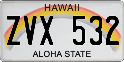 HI license plate ZVX532