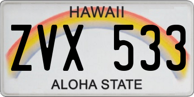 HI license plate ZVX533