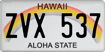 HI license plate ZVX537
