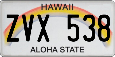 HI license plate ZVX538