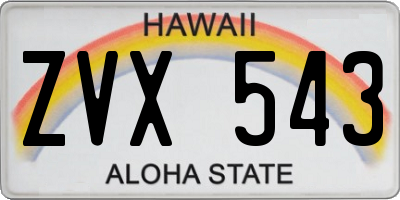 HI license plate ZVX543