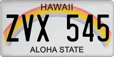 HI license plate ZVX545