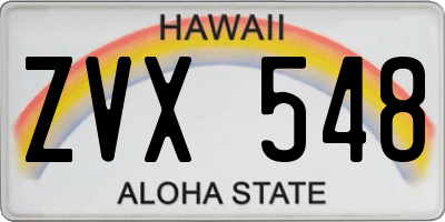 HI license plate ZVX548