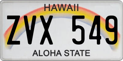 HI license plate ZVX549