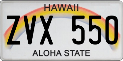 HI license plate ZVX550