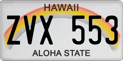 HI license plate ZVX553