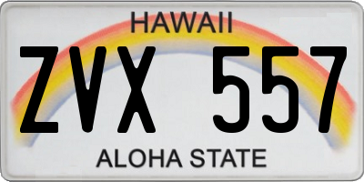 HI license plate ZVX557