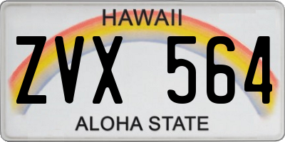 HI license plate ZVX564