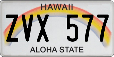 HI license plate ZVX577