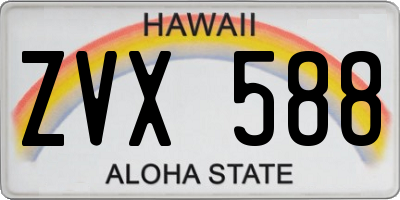 HI license plate ZVX588