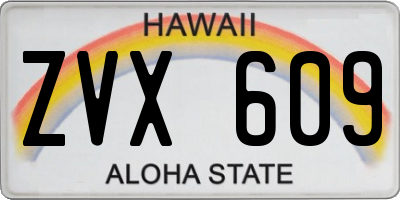 HI license plate ZVX609