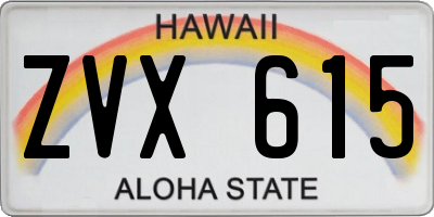 HI license plate ZVX615