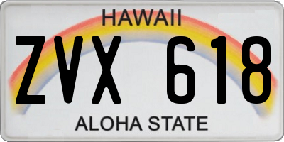 HI license plate ZVX618