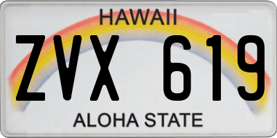HI license plate ZVX619