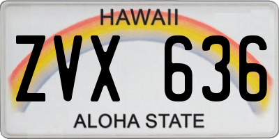 HI license plate ZVX636