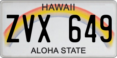 HI license plate ZVX649