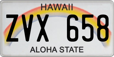 HI license plate ZVX658