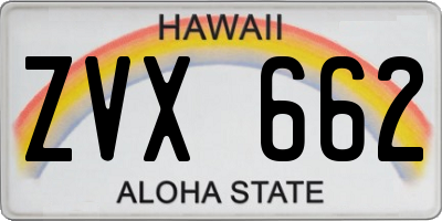 HI license plate ZVX662