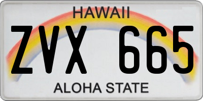 HI license plate ZVX665