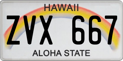 HI license plate ZVX667