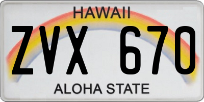 HI license plate ZVX670