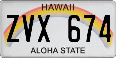 HI license plate ZVX674