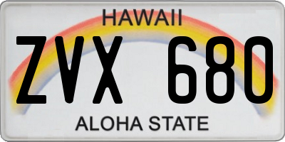 HI license plate ZVX680