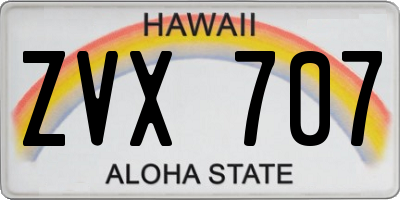 HI license plate ZVX707