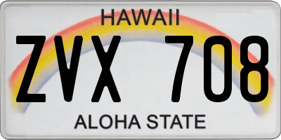 HI license plate ZVX708