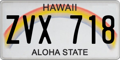 HI license plate ZVX718