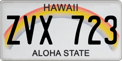 HI license plate ZVX723