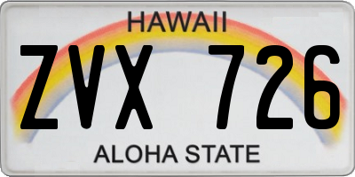 HI license plate ZVX726