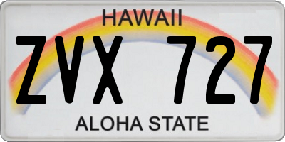 HI license plate ZVX727