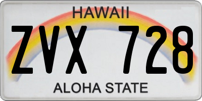 HI license plate ZVX728