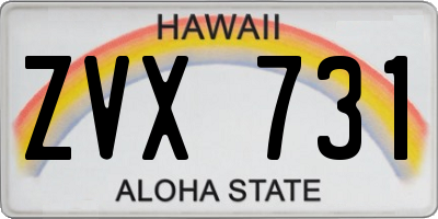 HI license plate ZVX731