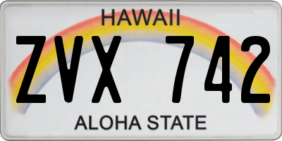 HI license plate ZVX742
