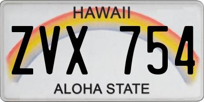 HI license plate ZVX754