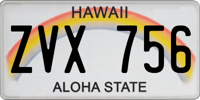 HI license plate ZVX756