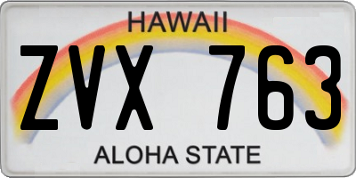 HI license plate ZVX763