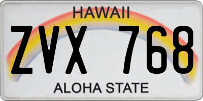 HI license plate ZVX768