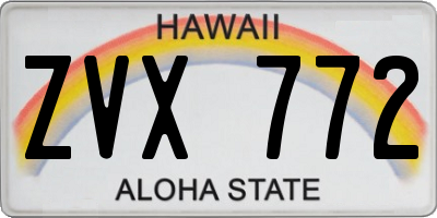 HI license plate ZVX772
