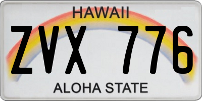HI license plate ZVX776