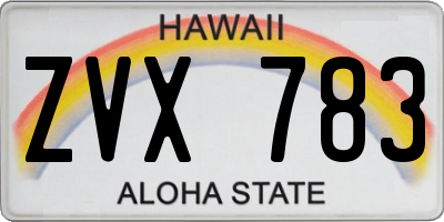 HI license plate ZVX783
