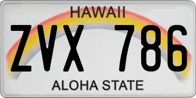 HI license plate ZVX786