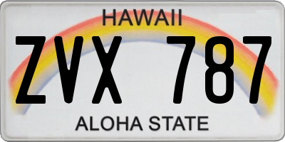 HI license plate ZVX787