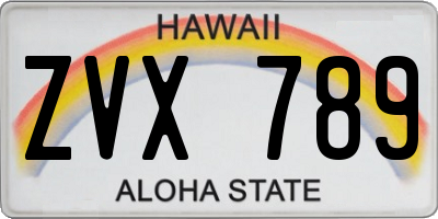 HI license plate ZVX789
